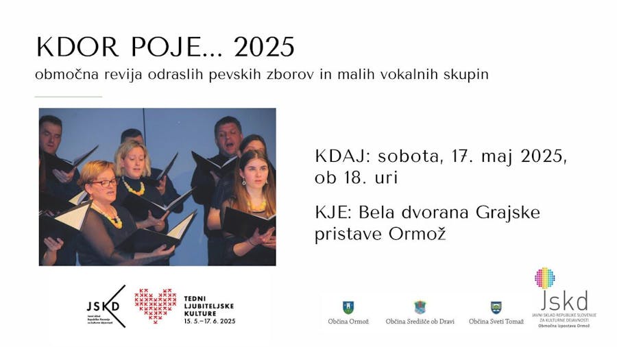 Območna revija odraslih pevskih zborov in malih vokalnih skupin KDOR POJE... 2025